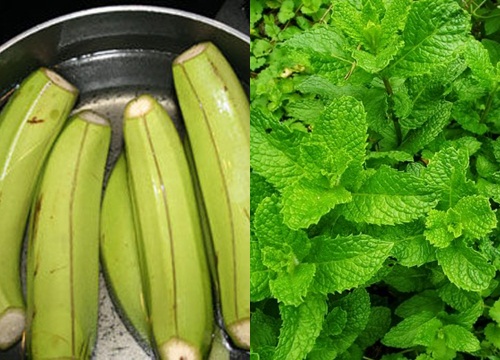 Chuối xanh với lá bạc hà chữa nám da hiệu quả